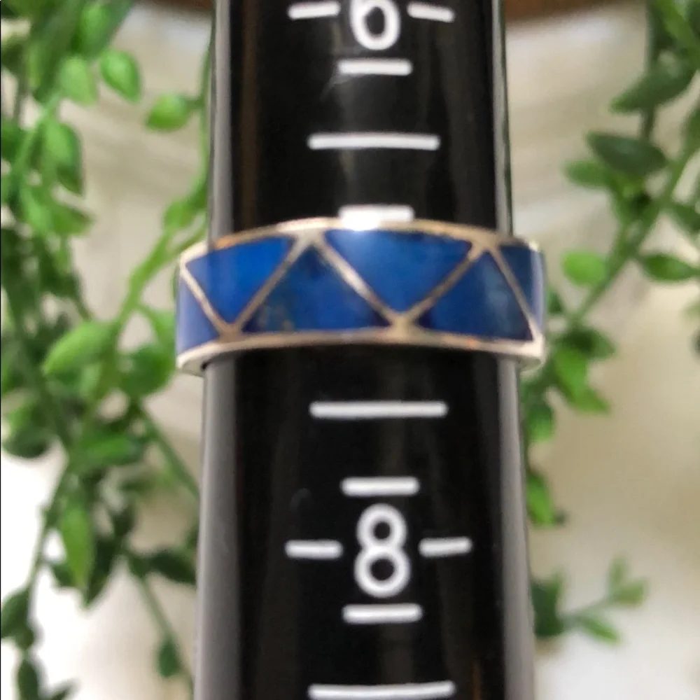 Blue and sterling silver ring